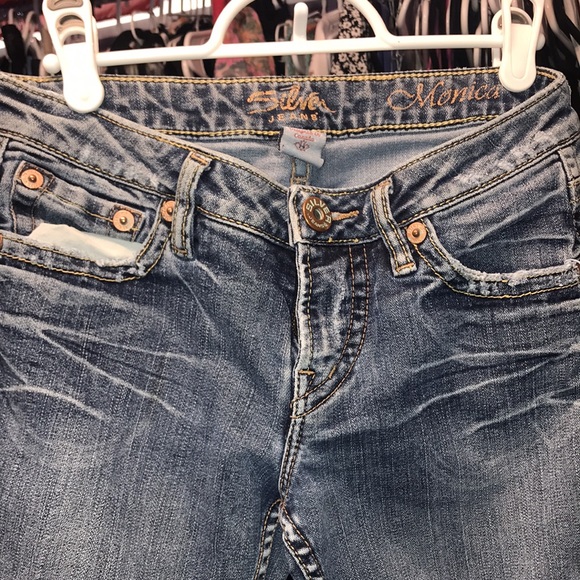 RARE Vintage Silver Monica Jeans Sexy fit 25 / 33 blue like Mint shape skinny - Picture 5 of 9